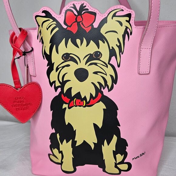 Marc Tetro Pink Yorkie Dog Tote & Wallet Set “Dogs Make Everything Better” NEW - Picture 3 of 14
